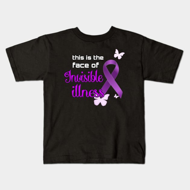 Face Of Invisible Illness Purple Kids T-Shirt by AlondraHanley